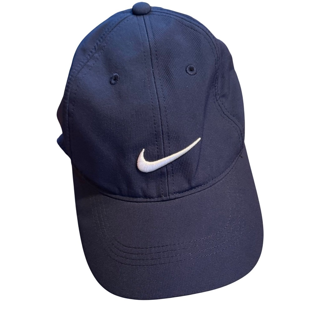 Nike Golf Adjustable Hat Navy Blue Swoosh Performance Cap Unisex Athleisure